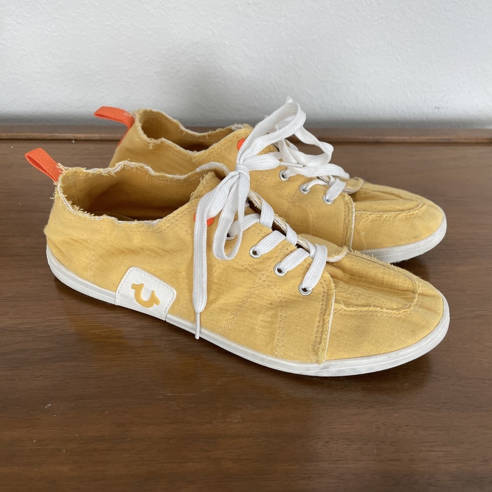 True Religion Sahana Yellow Lace Up Casual Sneaker Women 10